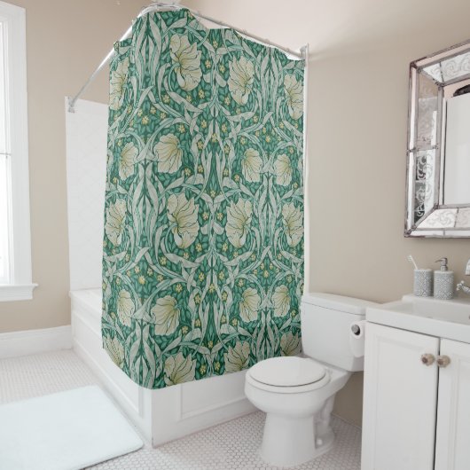 Groene pimpernel, William Morris, art nouveau Douchegordijn (In situ)