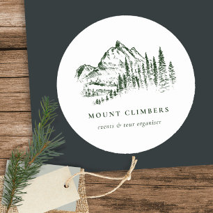 Groene Pine Bossen bergketklimmer Ronde Sticker