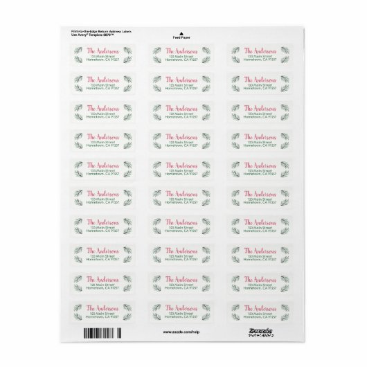 Groene Pine Branch retouradreslabels Etiket (Full Sheet)