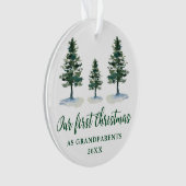 Groene Pine First Kerstmis Grootouders PHOTO BACK Ornament (voorkant)