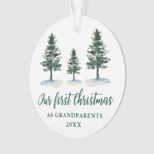 Groene Pine First Kerstmis Grootouders PHOTO BACK Ornament