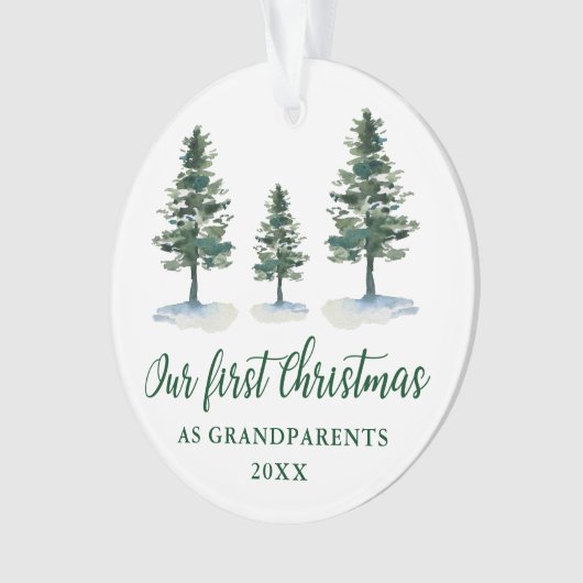 Groene Pine First Kerstmis Grootouders PHOTO BACK Ornament (voorkant)