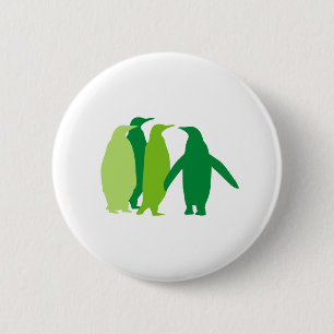Groene pinguïns ronde button 5,7 cm