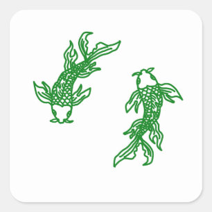 Groene Pisces Flowcrest Sticker – Natuurlijk Water