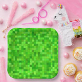 Groene pixels papieren bordje (Feest)