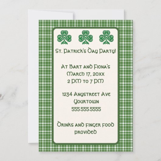 Groene plaid en groene Shamrocks St. Patrick's Day Kaart (Voorkant)