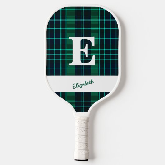 Groene Plaids Leuk Sportief Aangepast Monogram & N Pickleball Paddle (Achterkant)
