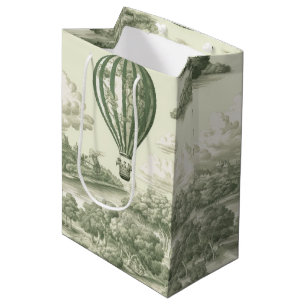 Groene platteland Heet Luchtballon Toile (1) Medium Cadeauzakje