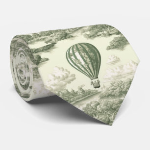 Groene platteland Heet Luchtballon Toile (1) Stropdas