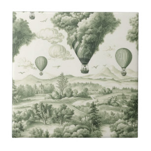 Groene platteland Heet Luchtballon Toile (3) Tegeltje
