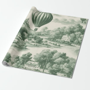 Groene platteland Heet Luchtballon Toile (9) Cadeaupapier