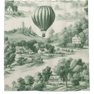 Groene platteland Heet Luchtballon Toile (9) Douchegordijn