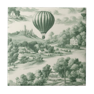 Groene platteland Heet Luchtballon Toile (9) Tegeltje