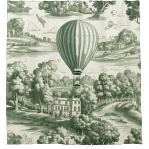 Groene Platteland Hete Luchtballon Toile (5) Douchegordijn