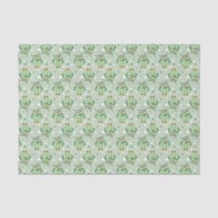 Groene poka Dot Baby Owl Patroon Tissuepapier