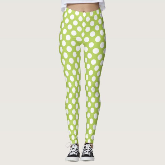 Groene poka Dots, Polka Dot Pattern, Stippen, gedo Leggings (Voorkant)