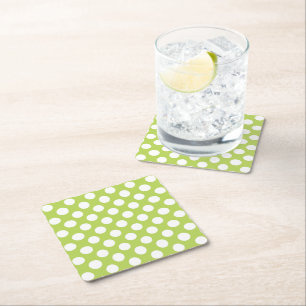 Groene poka Dots, Polka Dot Pattern, Stippen, gedo Vierkante Kartonnen Onderzetter