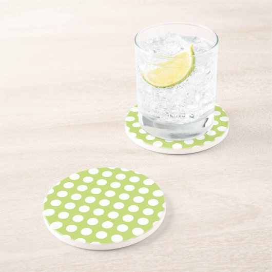 Groene poka Dots, Polka Dot Pattern, Stippen, gedo Zandsteen Onderzetter (Zijkant)