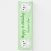 Groene Polar Beer Birthday Party Spandoek (Verticaal)