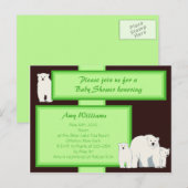 Groene Polar Beren Briefkaart Douche Uitnodiging (Voorkant / Achterkant)