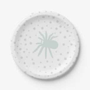 Groene Polka Dot Confetti met Spooky Spider Papieren Bordje