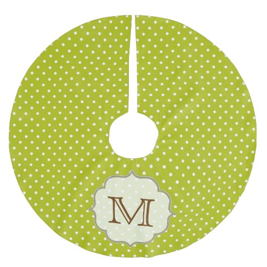 Groene Polka Dot Monogram Initialen boomrok Kerstboom Rok (Voorkant)