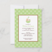 Groene Polka Dots Baby Douche Uitnodigingen (Achterkant)