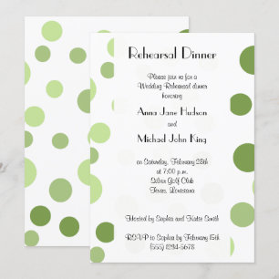 Groene Polka Dots, Dotted, Stippen, Rehearsal Dine Kaart