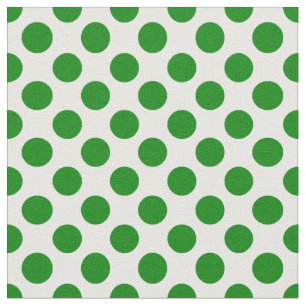 Groene Polka Dots on White Pattern Stof