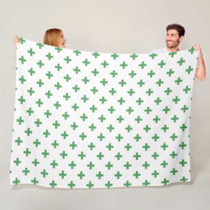 Groene polka kruist wit fleece deken