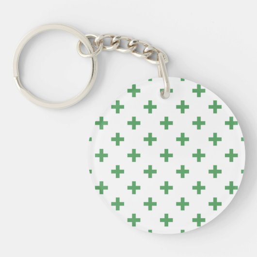 Groene polka kruist wit sleutelhanger (Voorkant)