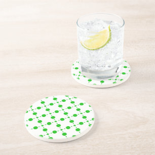 Groene polka stippen, polka stippenpatroon, stippe zandsteen onderzetter