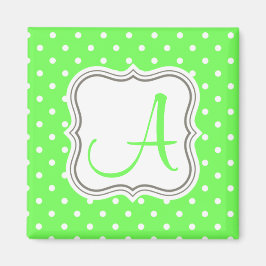 Groene polka stipt monogram initiaal naam elegant magneet