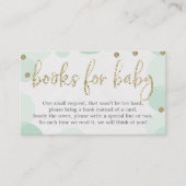 Groene PolkaDot Book Request Baby shower Invitatio Informatiekaartje (Voorkant)