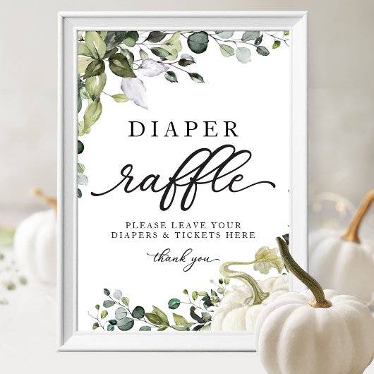Groene Pompoen Baby Shower Luiers Raffle Bord Poster