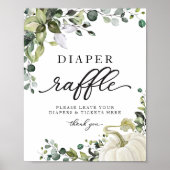 Groene Pompoen Baby Shower Luiers Raffle Bord Poster (Voorkant)