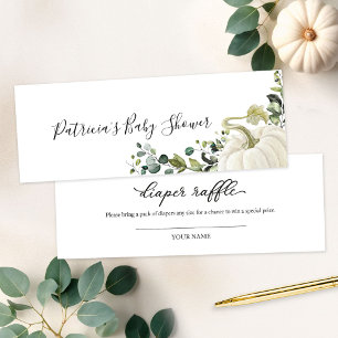 Groene Pompoen Herfst Baby Shower Luier Raffle Mini Visitekaartjes