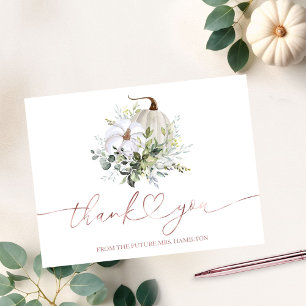 Groene Pompoen Herfst Bruiloft Feest Bedankt Briefkaart