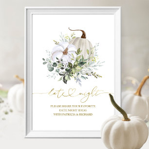 Groene Pompoen Herfst Datum Avond Pot Bord Poster