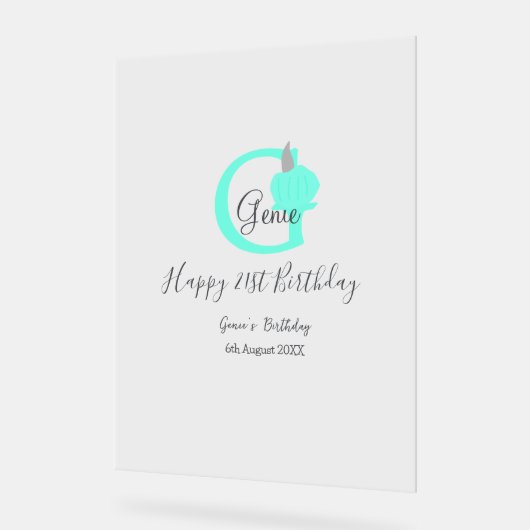 Groene pompoen herfst Verjaardag 21e grijs pastel Acryl Bord (Hoek)