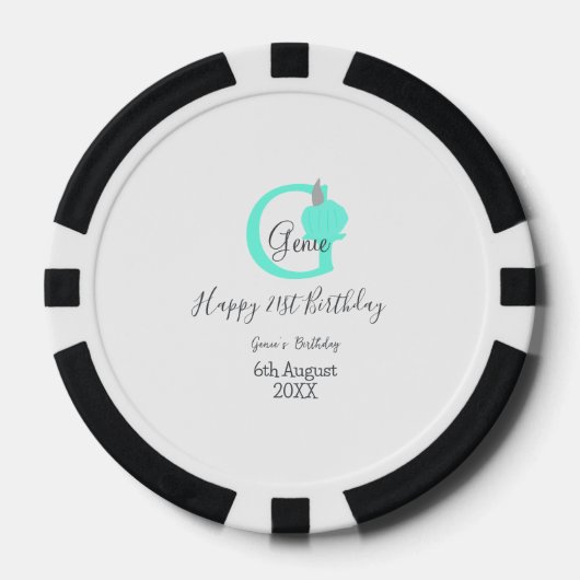 Groene pompoen herfst Verjaardag 21e grijs pastel Poker Chips (Voorkant)