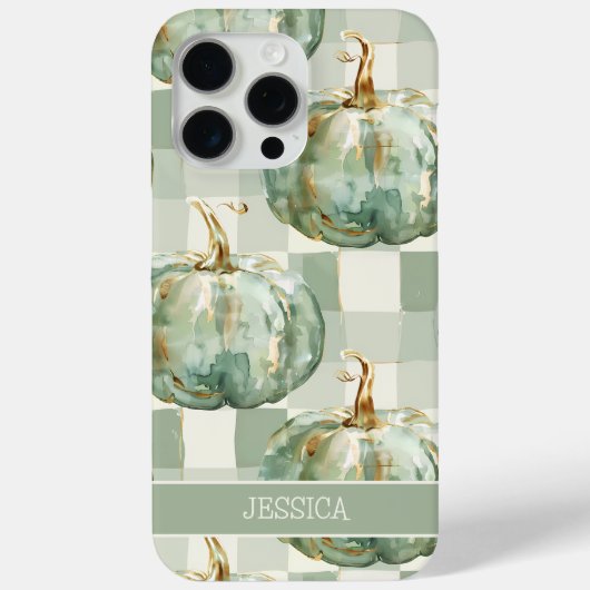 Groene Pompoen Herfst Waterverf Geruit Custom Case-Mate iPhone Case (Achterkant)
