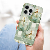 Groene Pompoen Herfst Waterverf Geruit Custom Case-Mate iPhone Case
