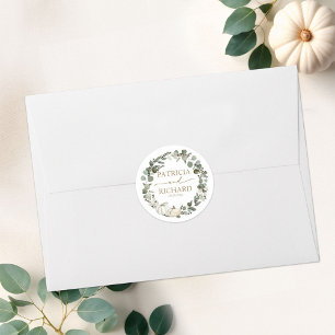 Groene Pompoen Krans Herfst Bruiloft Ronde Sticker
