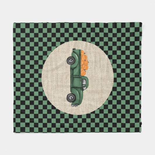 groene pompoen Truck Medium Fleece Blanket (Voorkant (Horizontaal))