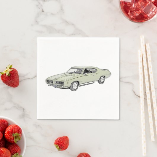Groene Pontiac GTO Muscle Car Tekening Paper Party Servetten (Insitu)
