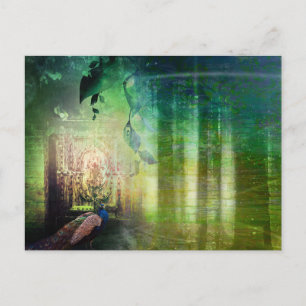  groene poorten van het Paradise Peacock-bos Briefkaart