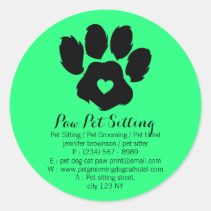 Groene Poot Huisdier Hond Hart Ronde Sticker