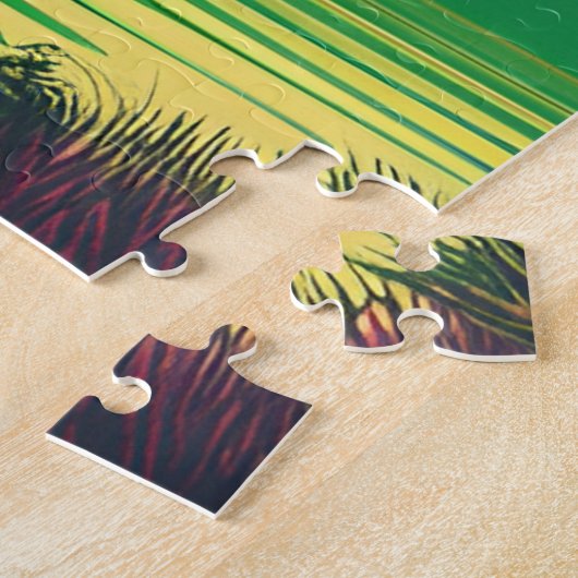 Groene Pop-kleur in een landschap Legpuzzel (Zijkant)