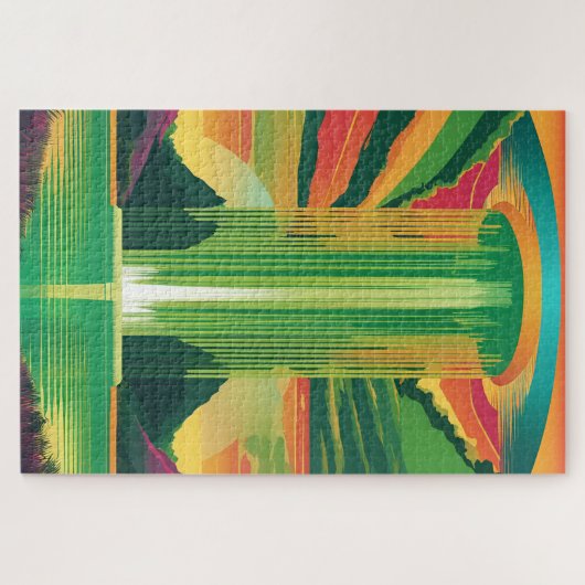 Groene Pop-kleur in een landschap Legpuzzel (Horizontaal)